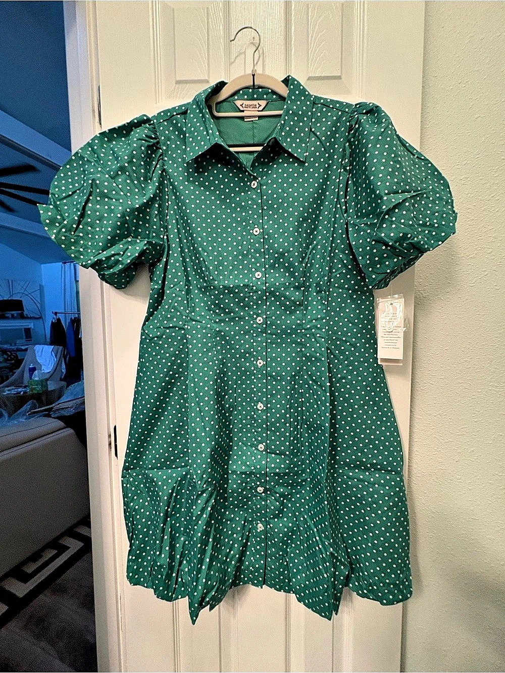 Nanette Lepore Polka Dot Mini Dress in Green & White Size 12 NWT